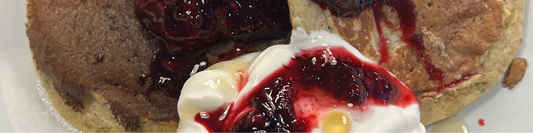 Protein Pancakes with Berry Compote; Greek Yoghurt