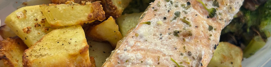 Salmon, Roast Baby Potatoes & Veg Lunch Prep