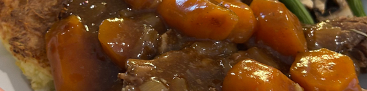 Slow Cooker Beef Brisket with Gravy, Carrots, Mash & Greens