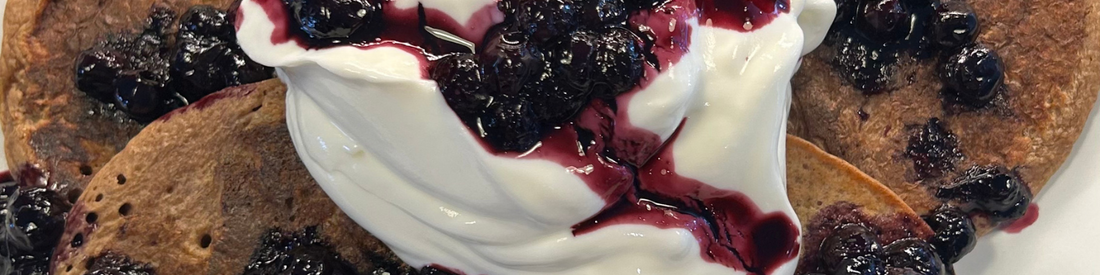 Chocolate & Blueberry Protein Pancakes