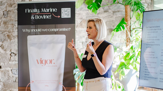 Vigor Vitamins Founder Rachel Beck speaking at the Vigor Collagen Launch Event