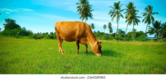 Indian Cow Eating Grass