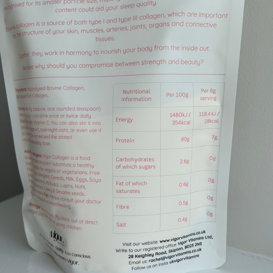 Vigor Collagen Nutritional Info