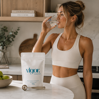 Vigor Creatine in kitchen; stir into your morning routine