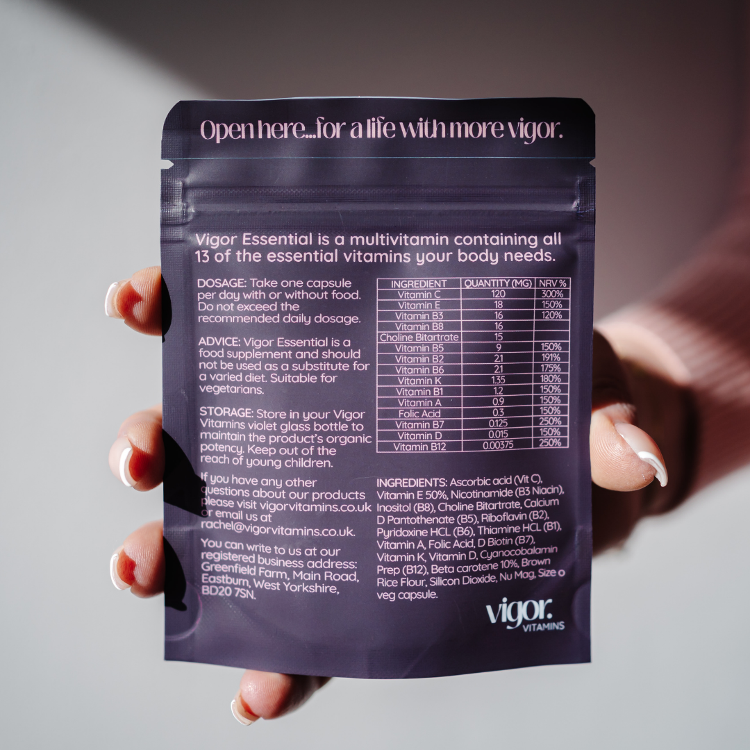 Vigor Essential multivitamin ingredients label