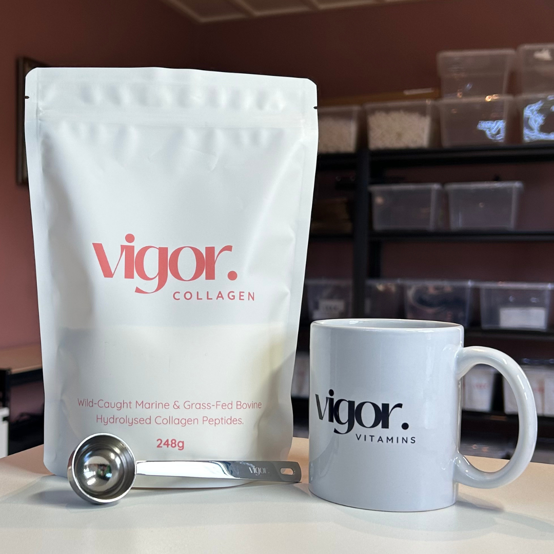 Vigor UK made collagen powder for skin and wellbeing with The Vigor 8g Scoop
